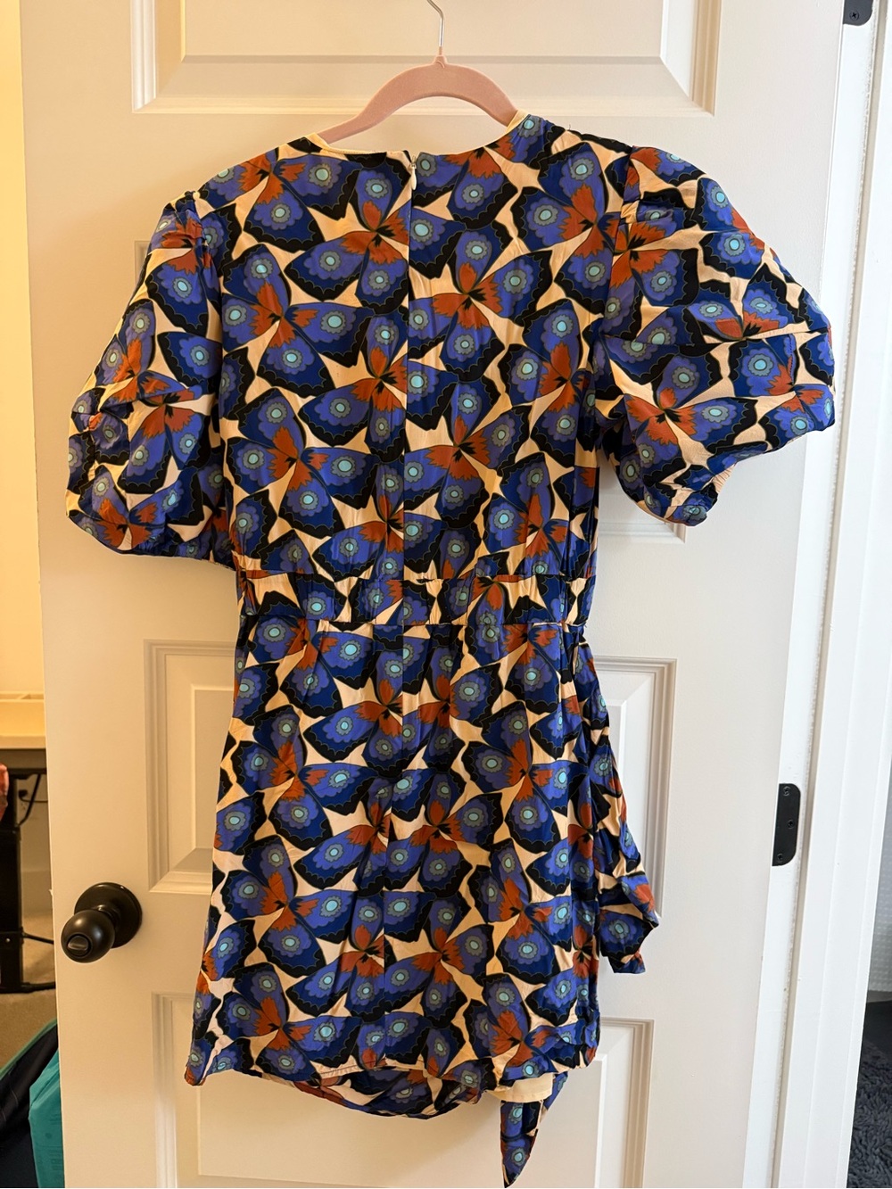 Rhode Blue & Orange Butterfly Print Puff Sleeve Dress - Picture 3 of 3